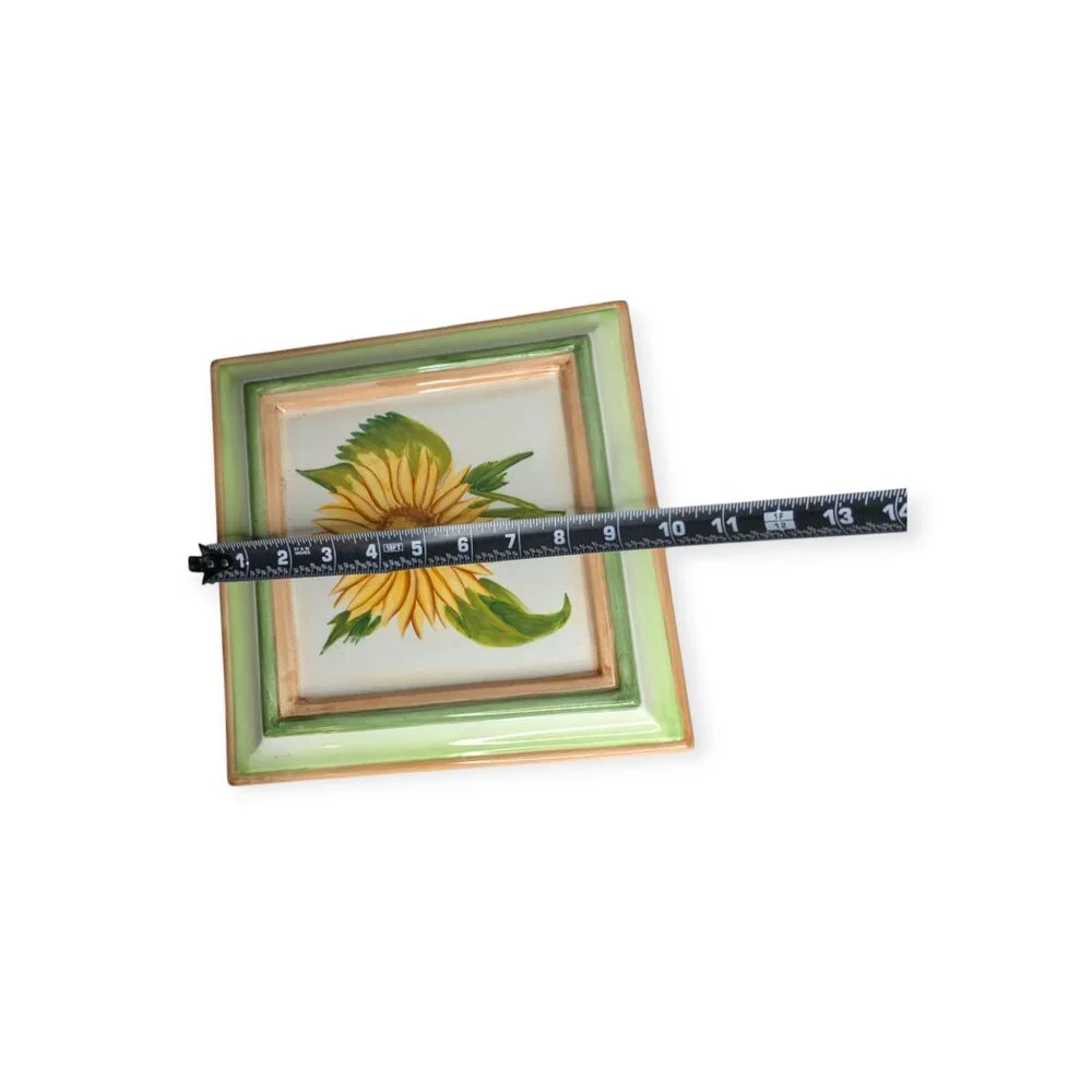 Ceramic Floral Wall Plaques Set of 3 Oval Square & Hexagon